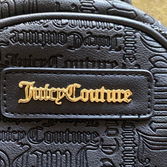 Juicy Couture Embossed mini Black Backpack with Gold Accents & keychain - Picture 2 of 5